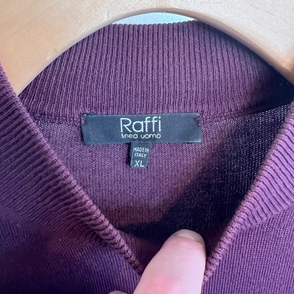 Men's RAFFI LINEA UOMO Burgundy Mock Turtleneck Sweater Size XL - Picture 2 of 4